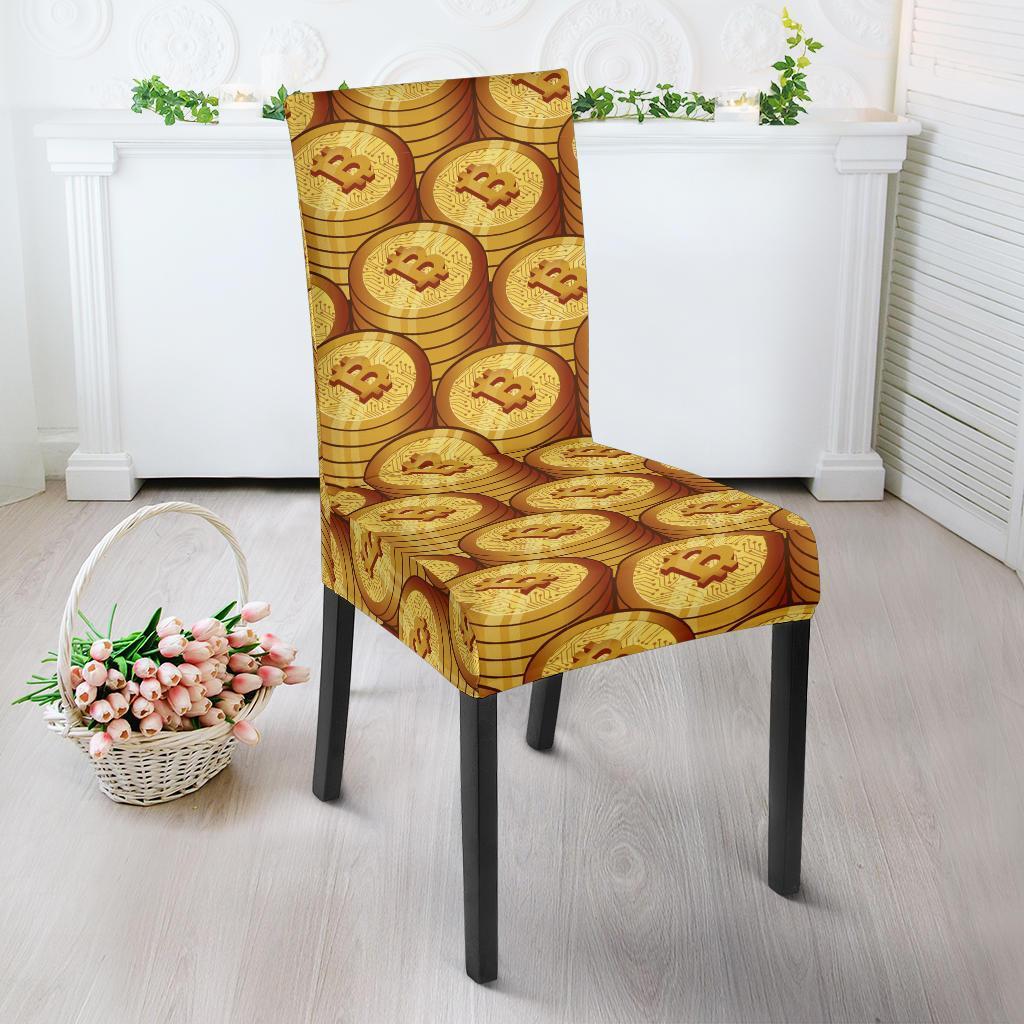 Bitcoin Cryptocurrency Pattern Print Chair Cover-grizzshop