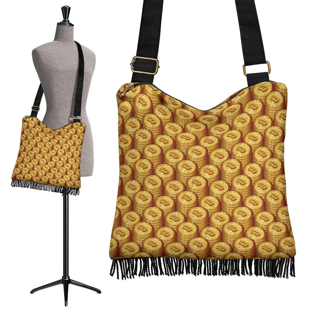 Bitcoin Cryptocurrency Pattern Print Crossbody Bags-grizzshop