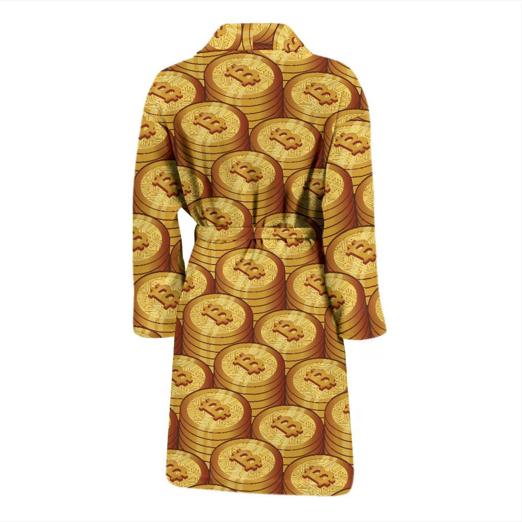 Bitcoin Cryptocurrency Pattern Print Men Long Robe-grizzshop