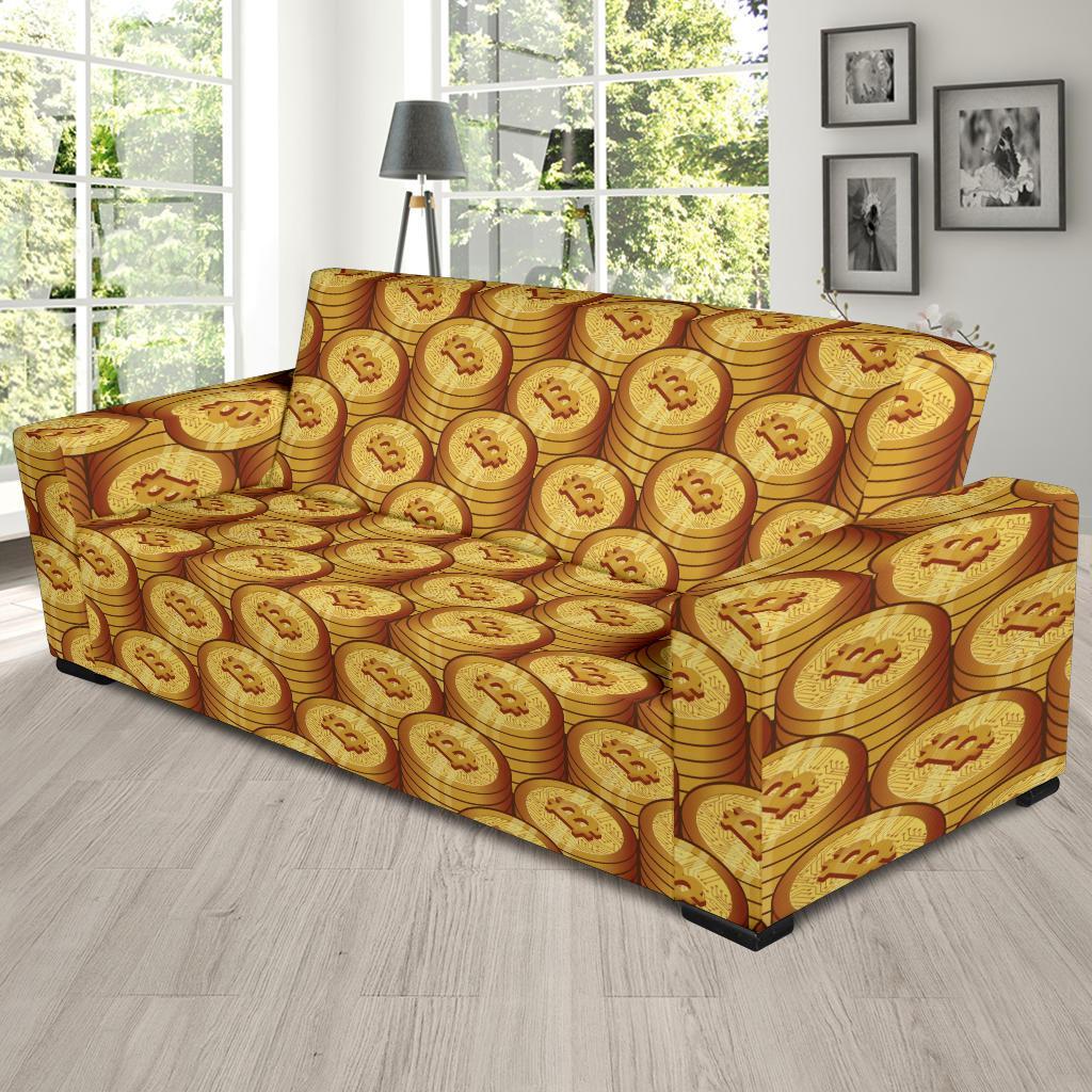 Bitcoin Cryptocurrency Pattern Print Sofa Covers-grizzshop