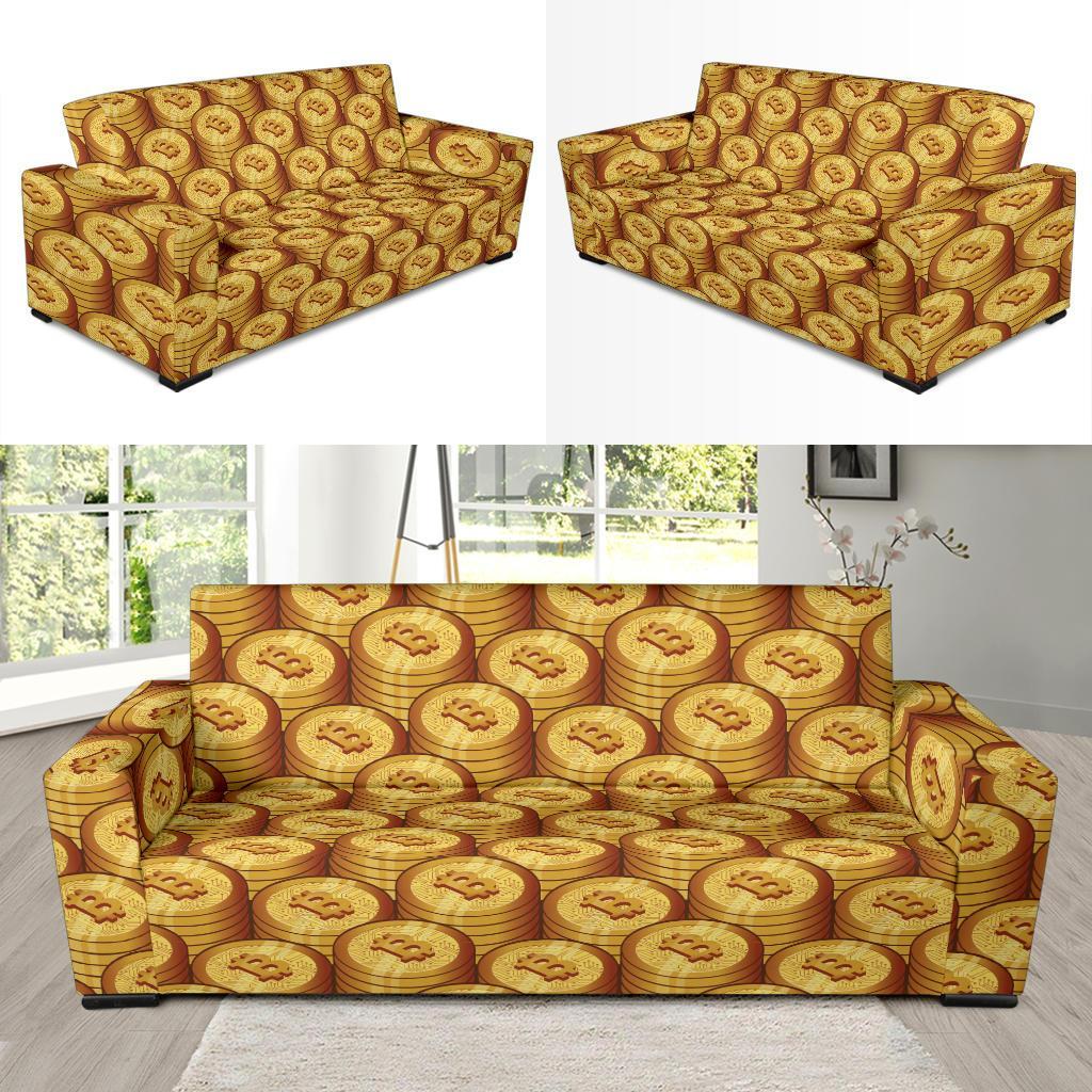 Bitcoin Cryptocurrency Pattern Print Sofa Covers-grizzshop