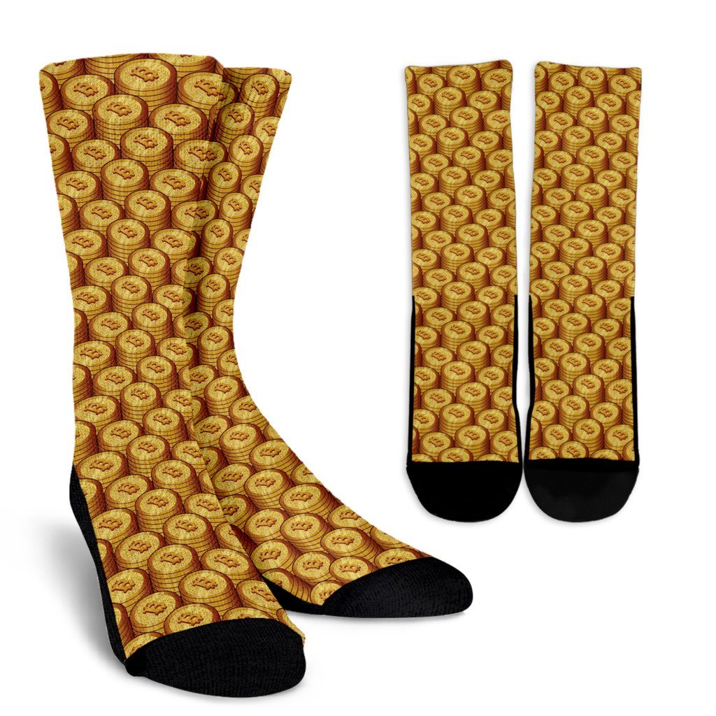 Bitcoin Cryptocurrency Pattern Print Unisex Crew Socks-grizzshop