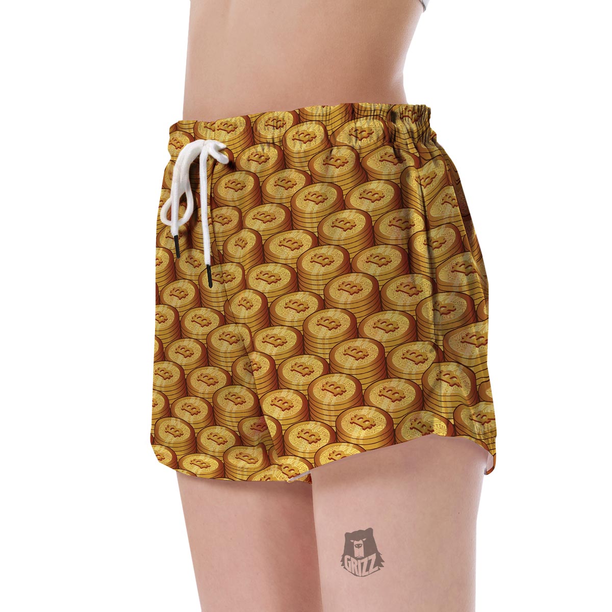 Bitcoin Cryptocurrency Pattern Print Women's Shorts-grizzshop