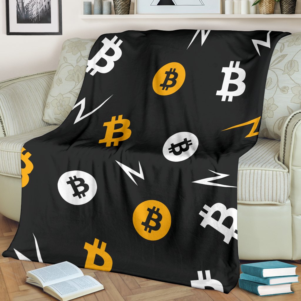 Bitcoin Cryptocurrency Print Pattern Blanket-grizzshop