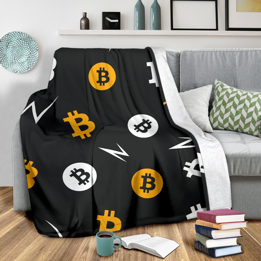 Bitcoin Cryptocurrency Print Pattern Blanket-grizzshop