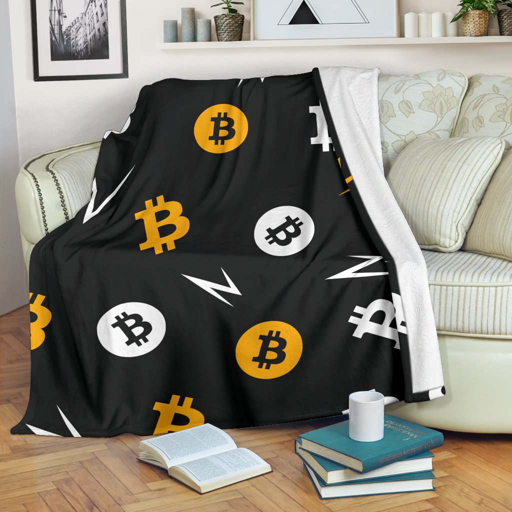 Bitcoin Cryptocurrency Print Pattern Blanket-grizzshop