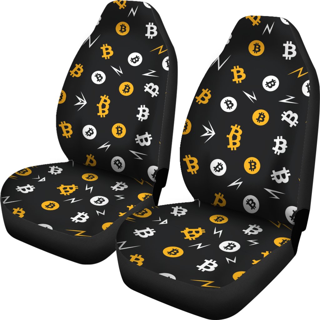 Bitcoin Cryptocurrency Print Pattern Universal Fit Car Seat Cover-grizzshop