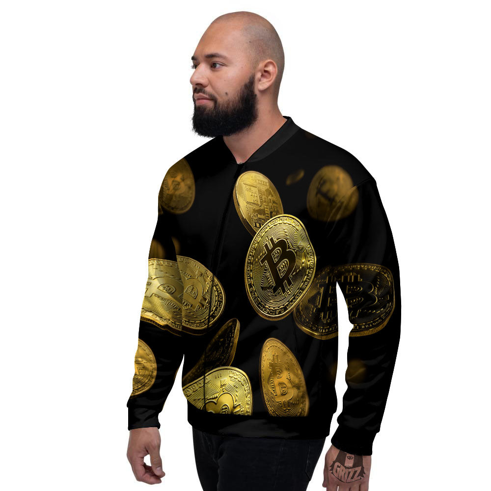 Bitcoin Falling Print Men's Bomber Jacket-grizzshop