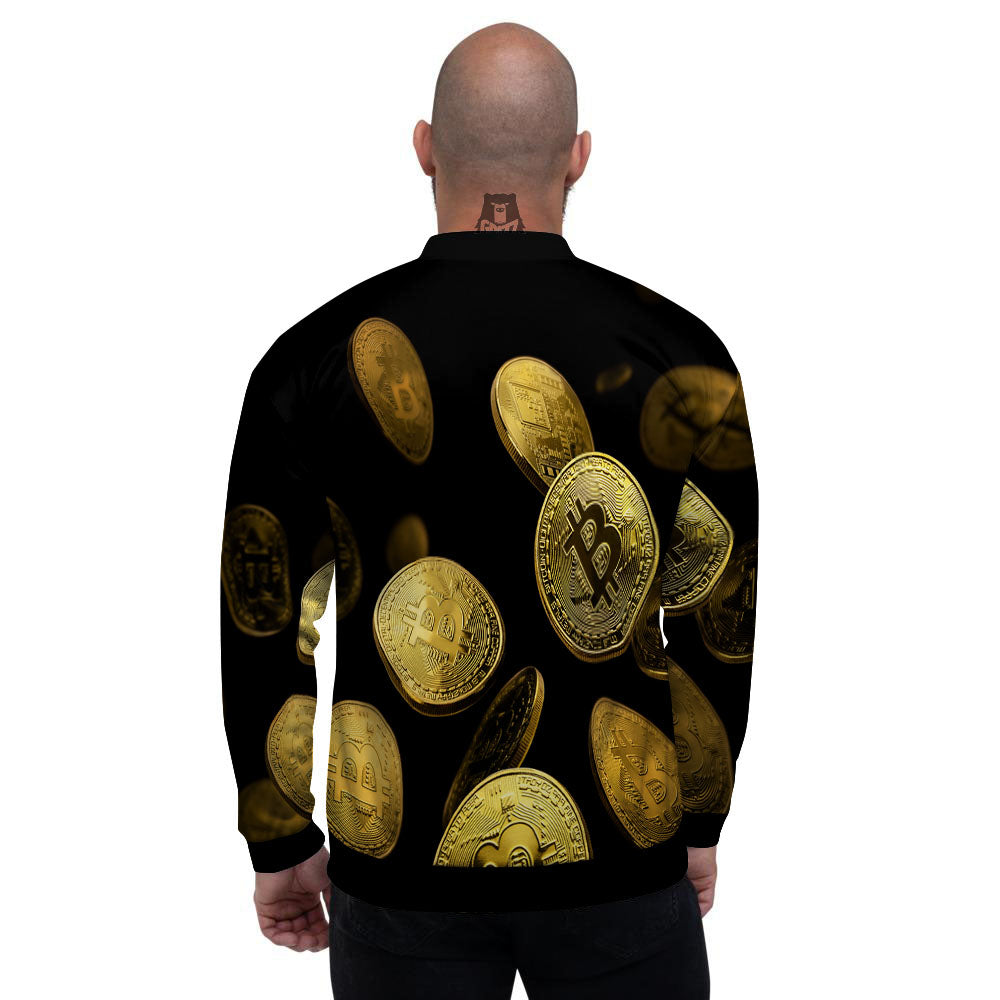 Bitcoin Falling Print Men's Bomber Jacket-grizzshop