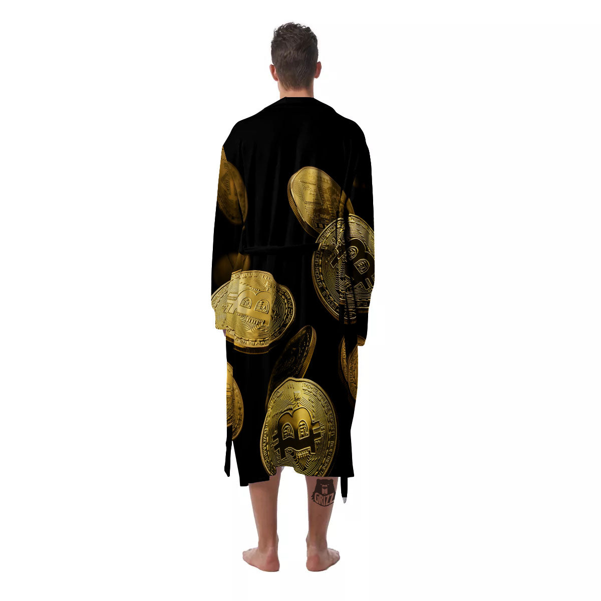 Bitcoin Falling Print Men's Robe-grizzshop