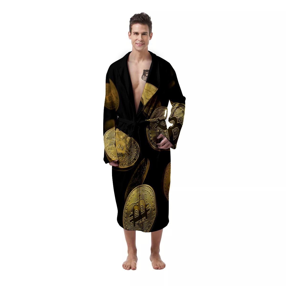Bitcoin Falling Print Men's Robe-grizzshop