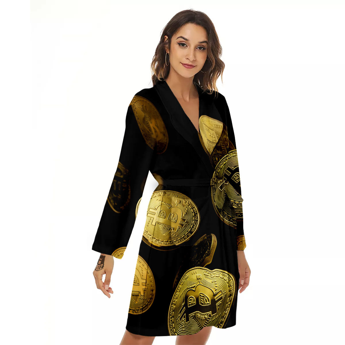 Bitcoin Falling Print Women's Robe-grizzshop