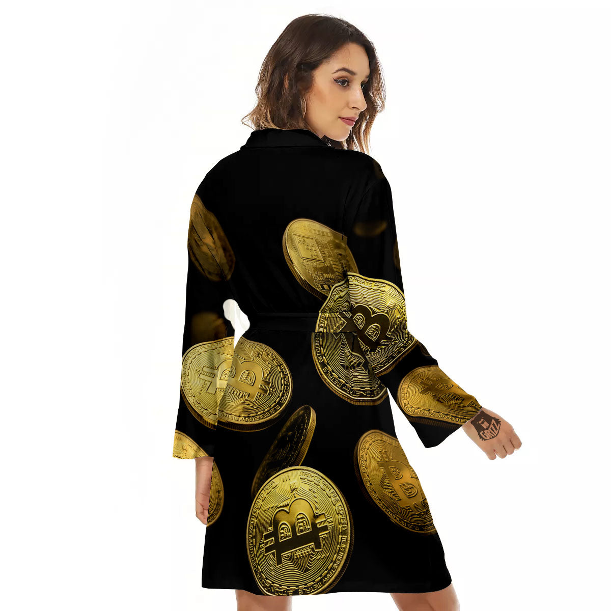 Bitcoin Falling Print Women's Robe-grizzshop