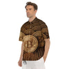 Bitcoin Symbol Gold Print Men's Short Sleeve Shirts-grizzshop