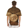 Bitcoin Symbol Gold Print Men's Short Sleeve Shirts-grizzshop