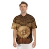 Bitcoin Symbol Gold Print Men's Short Sleeve Shirts-grizzshop