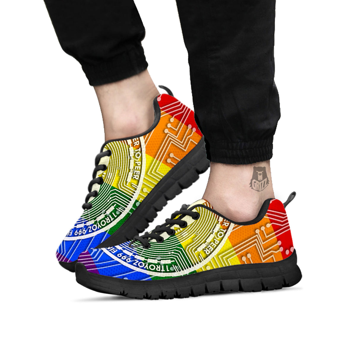 Bitocin LGBT Flag Print Black Sneaker-grizzshop