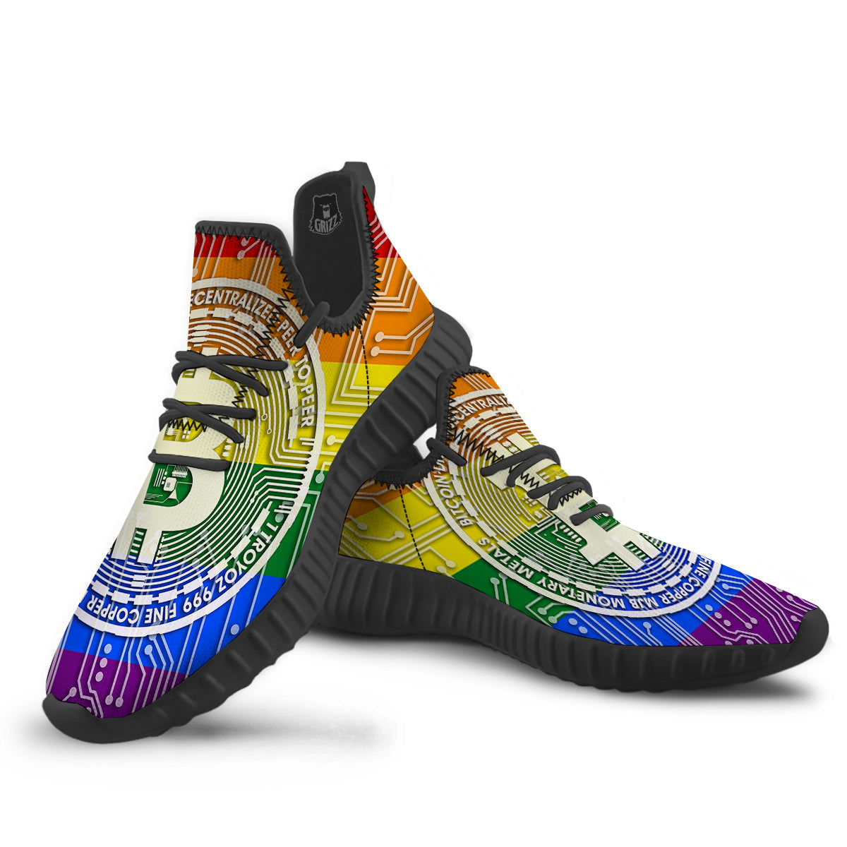 Bitocin LGBT Flag Print Black Walking Shoes-grizzshop