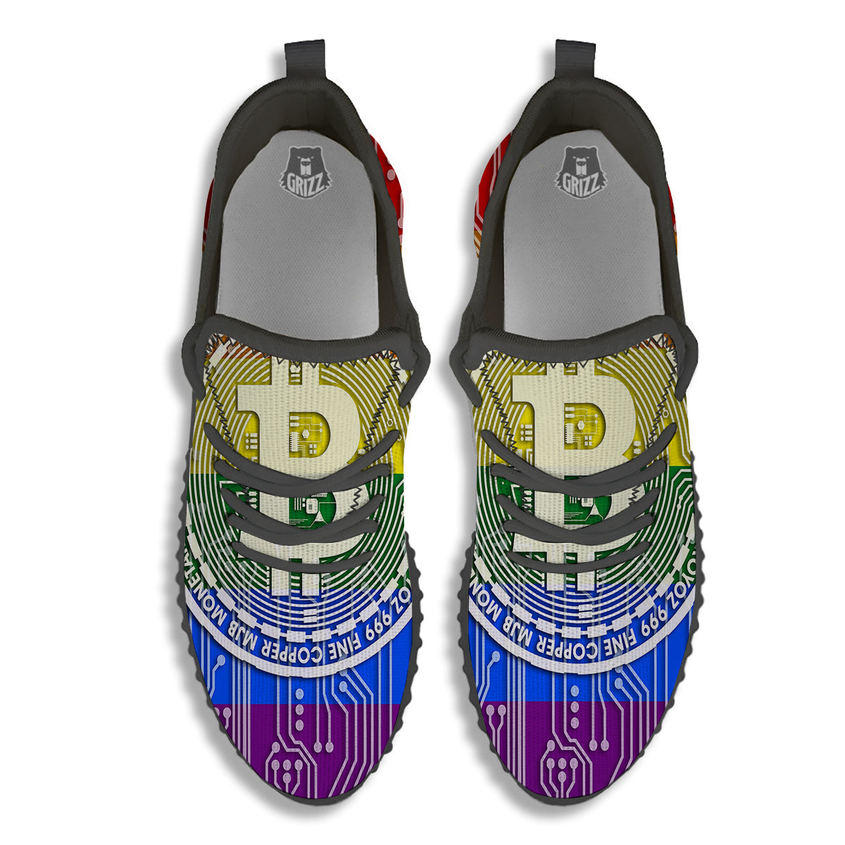 Bitocin LGBT Flag Print Black Walking Shoes-grizzshop