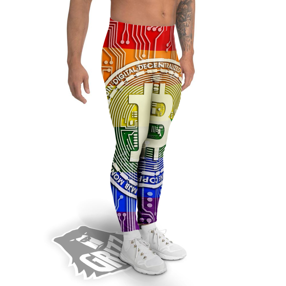 Bitocin LGBT Flag Print Men's Leggings-grizzshop