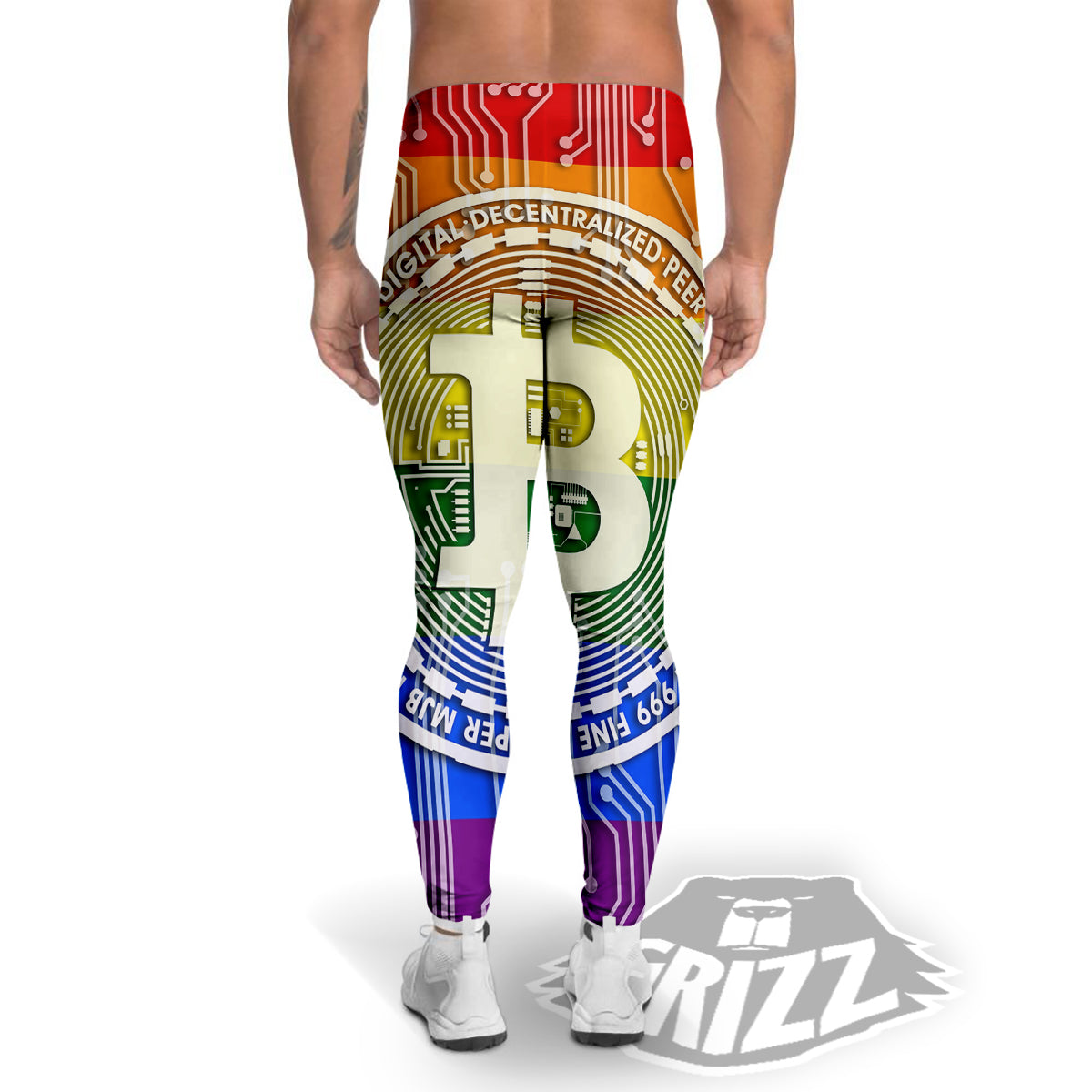 Bitocin LGBT Flag Print Men's Leggings-grizzshop