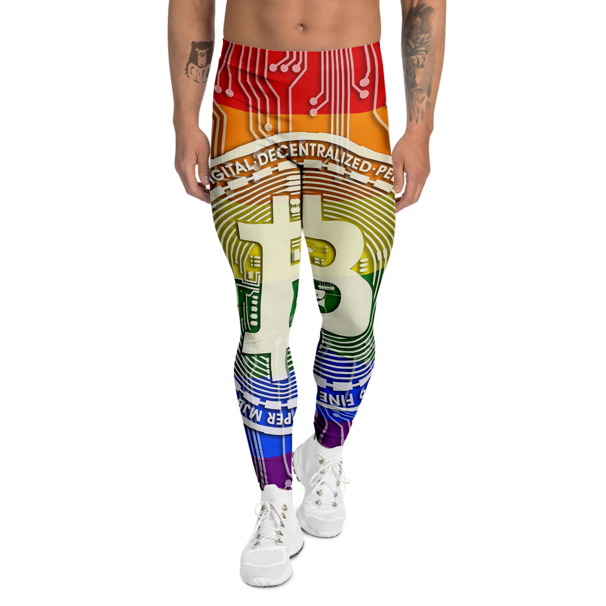 Bitocin LGBT Flag Print Men's Leggings-grizzshop