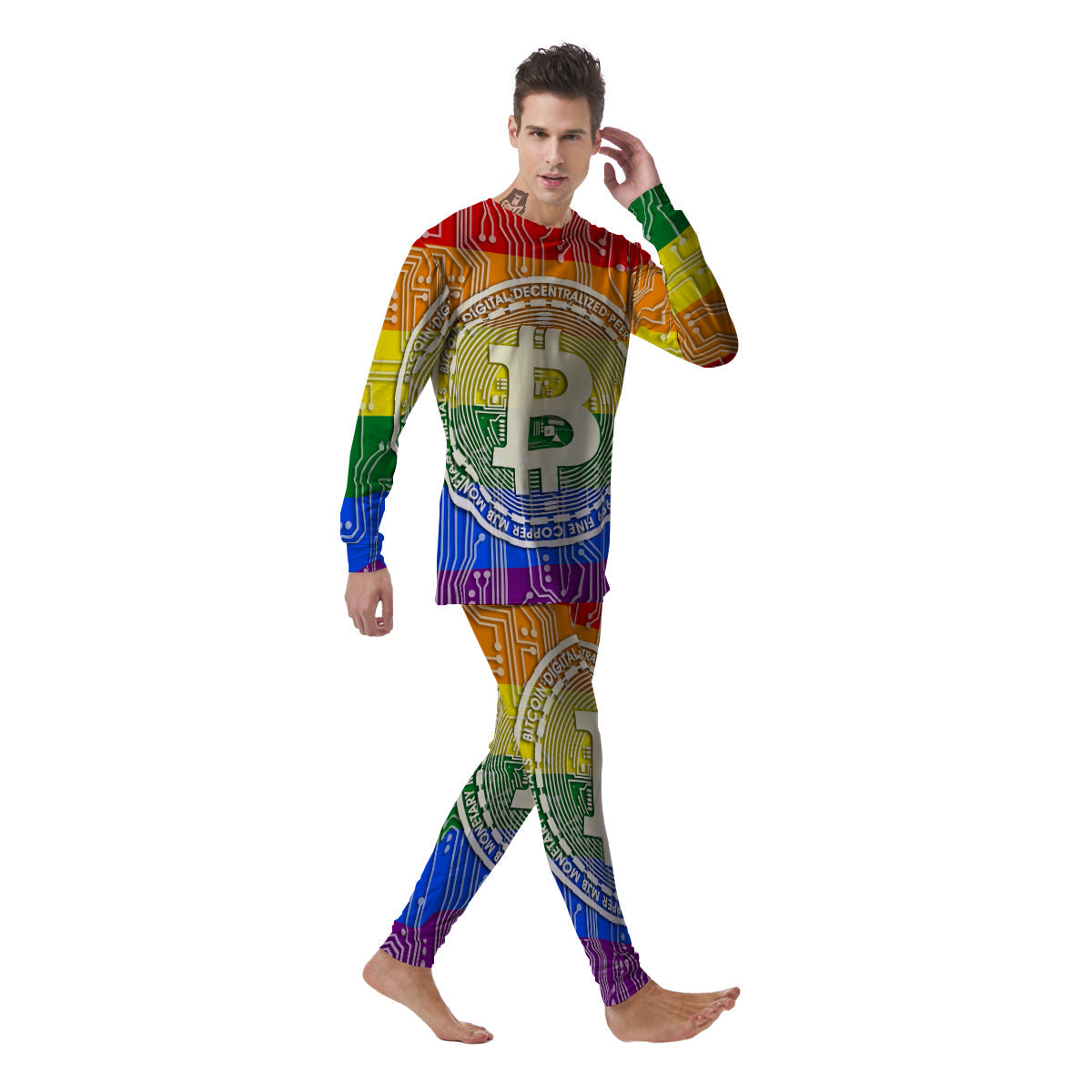 Bitocin LGBT Flag Print Men's Pajamas-grizzshop