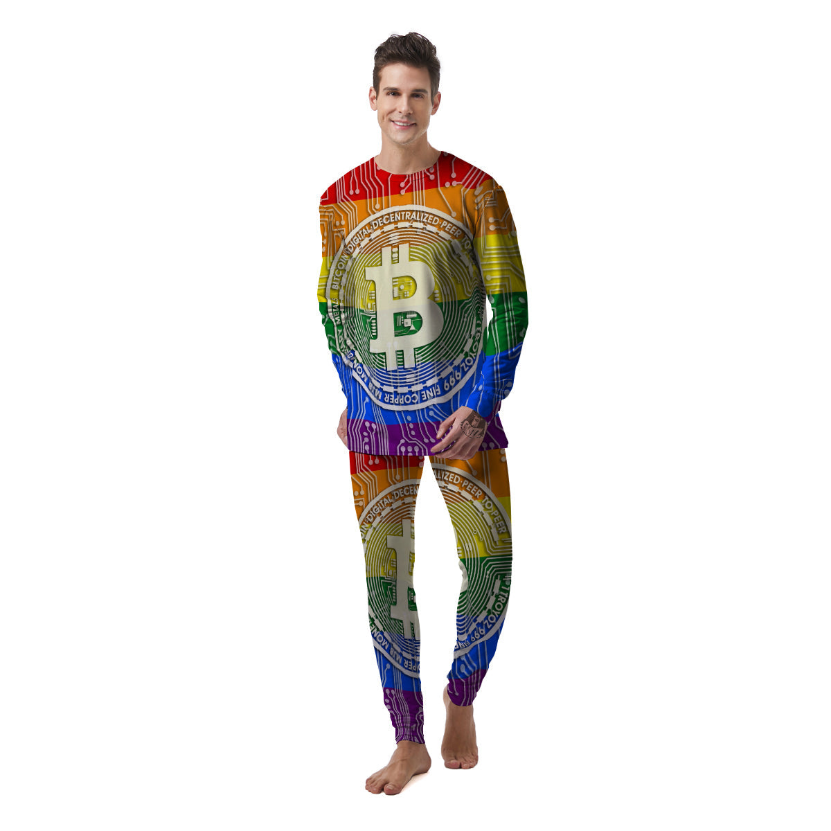 Bitocin LGBT Flag Print Men's Pajamas-grizzshop