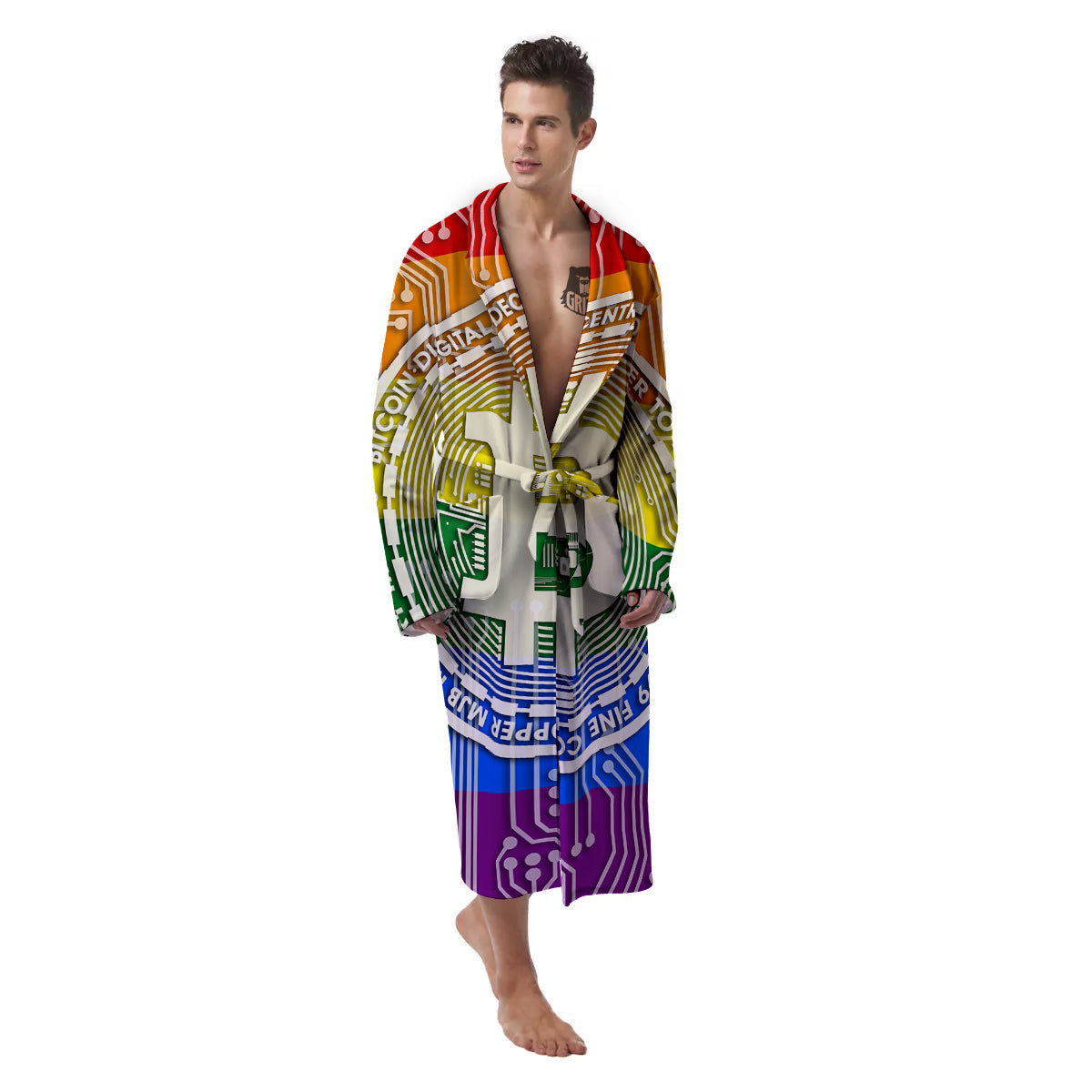 Bitocin LGBT Flag Print Men's Robe-grizzshop