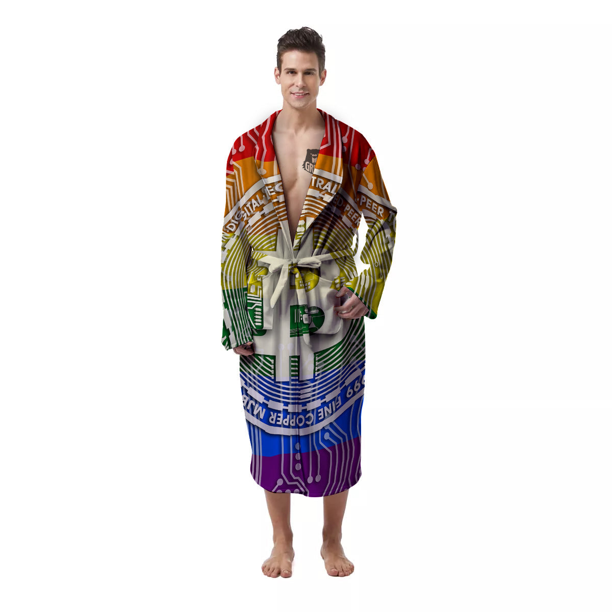 Bitocin LGBT Flag Print Men's Robe-grizzshop