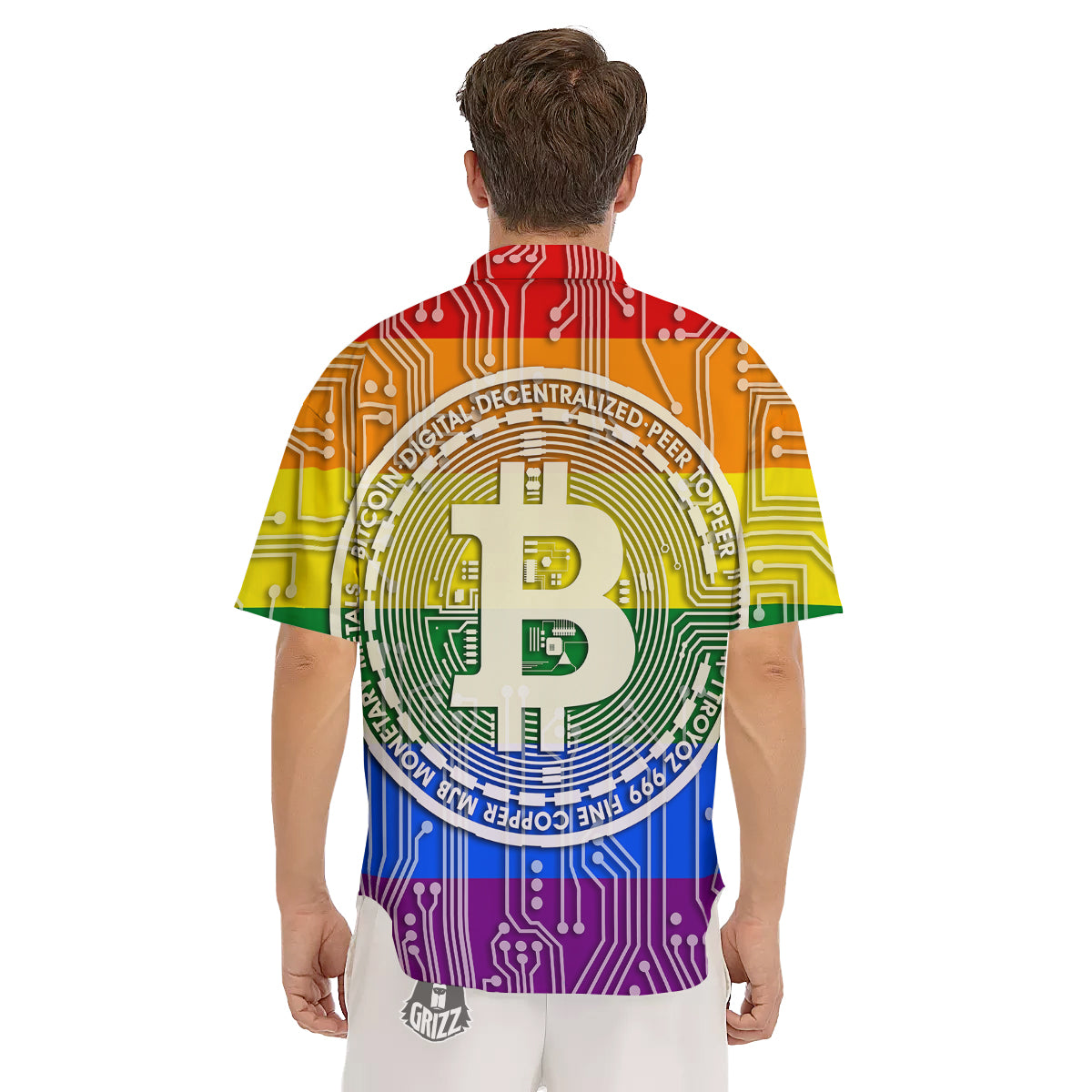 Bitocin LGBT Flag Print Men's Short Sleeve Shirts-grizzshop