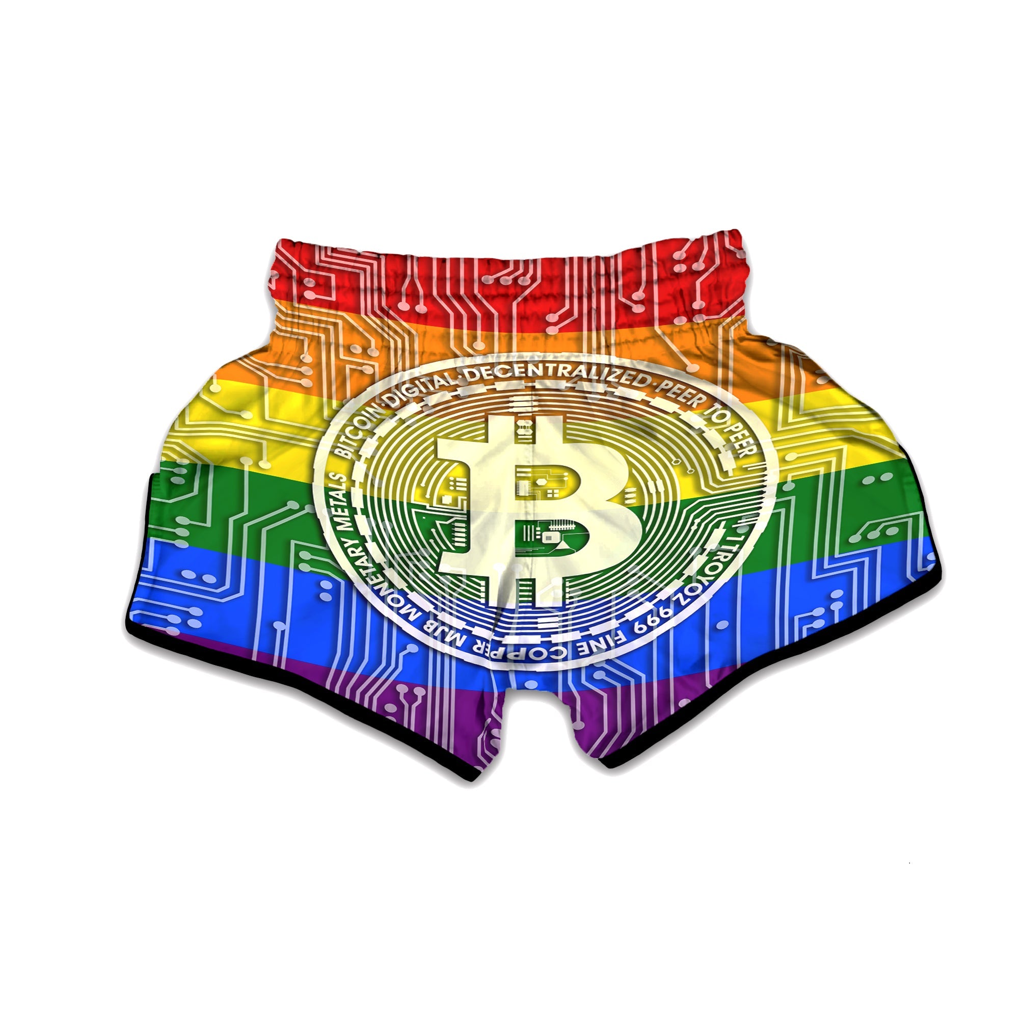 Bitocin LGBT Flag Print Muay Thai Boxing Shorts-grizzshop