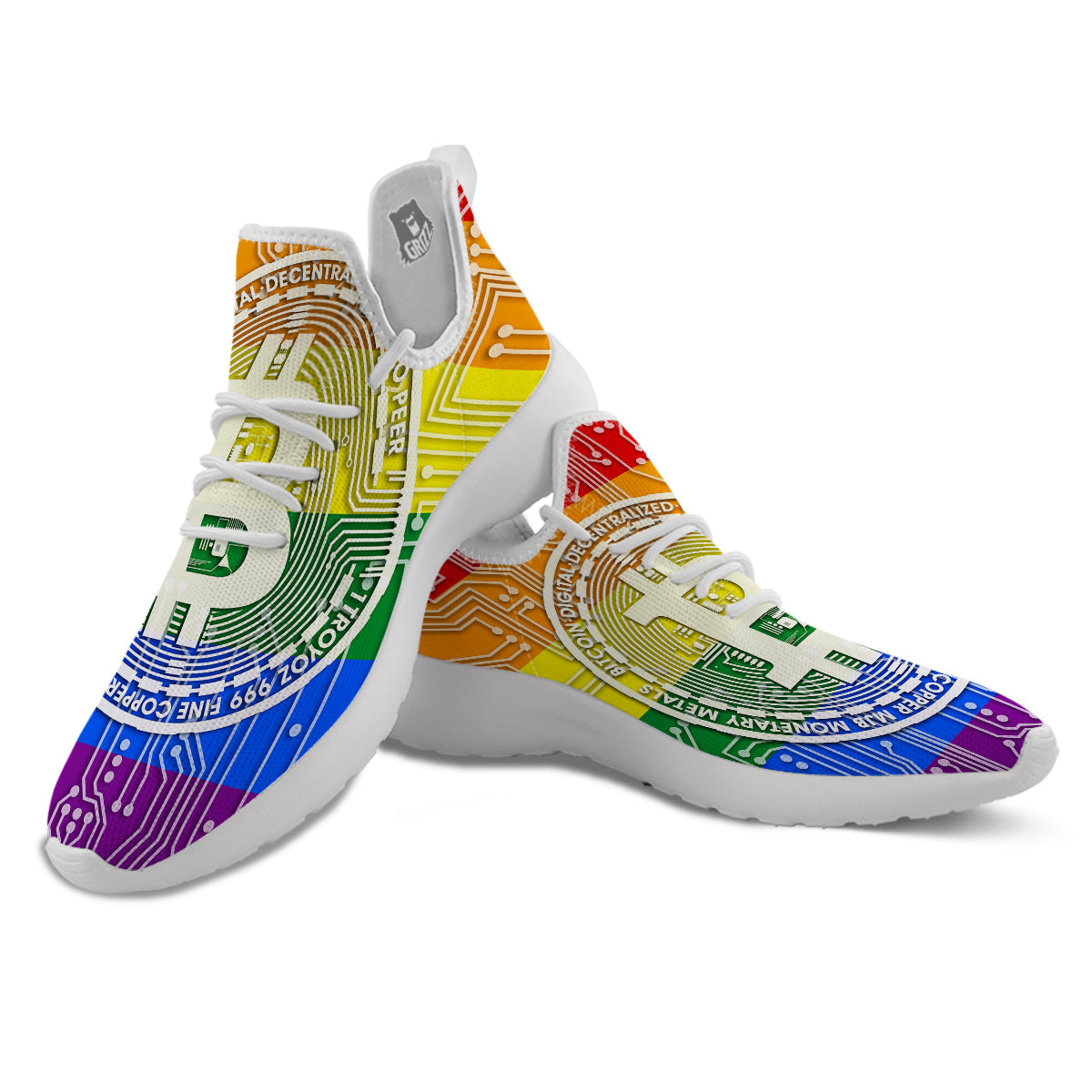 Bitocin LGBT Flag Print White Athletic Shoes-grizzshop