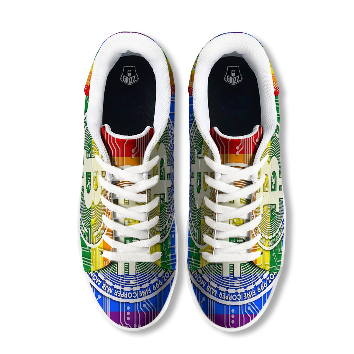 Bitocin LGBT Flag Print White Low Top Sneakers-grizzshop