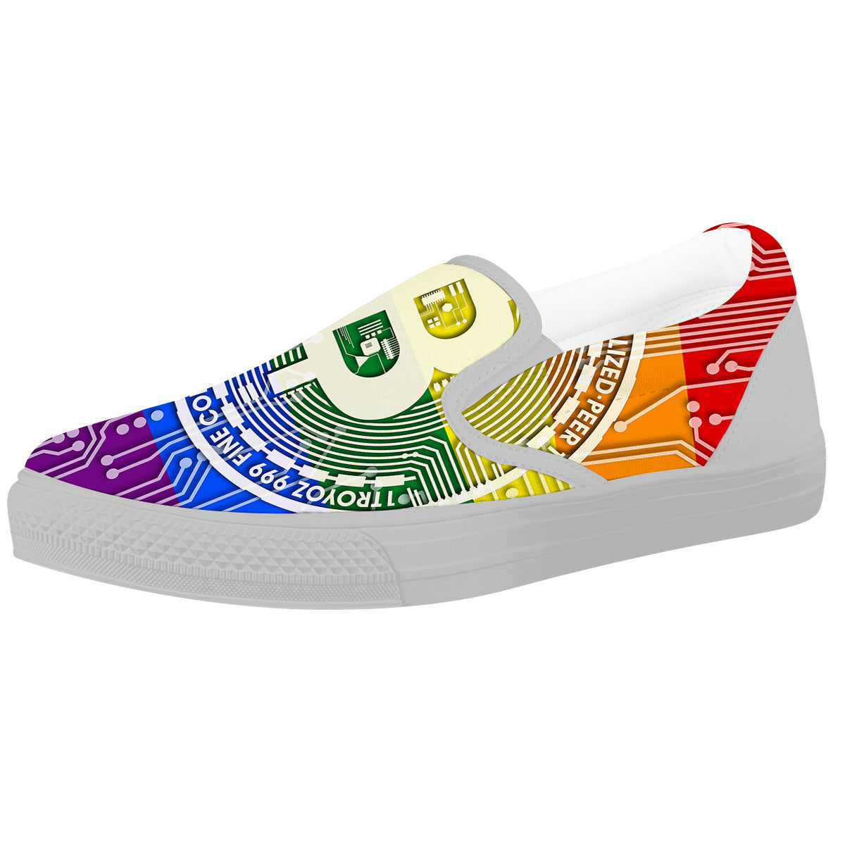 Bitocin LGBT Flag Print White Slip On Shoes-grizzshop