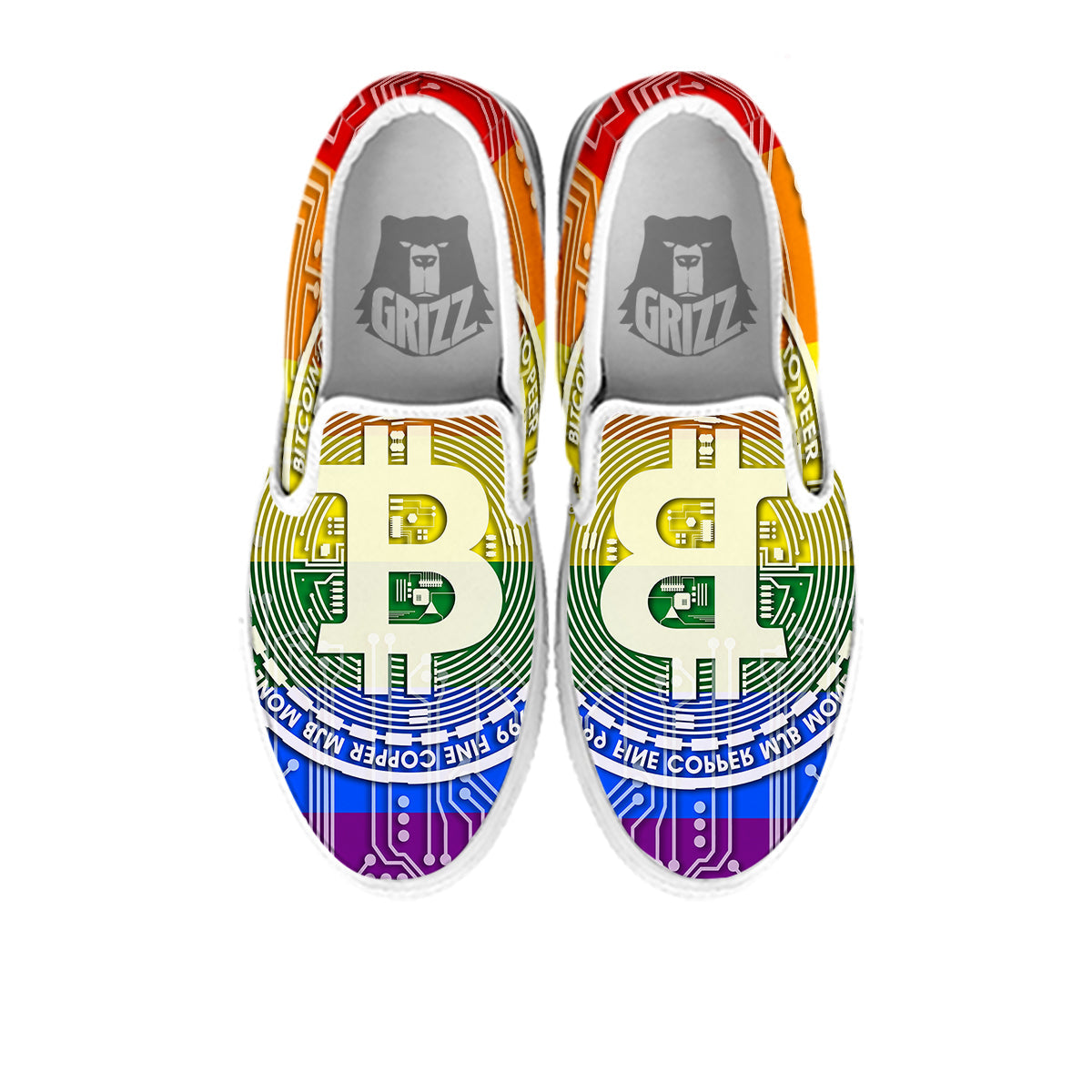 Bitocin LGBT Flag Print White Slip On Shoes-grizzshop