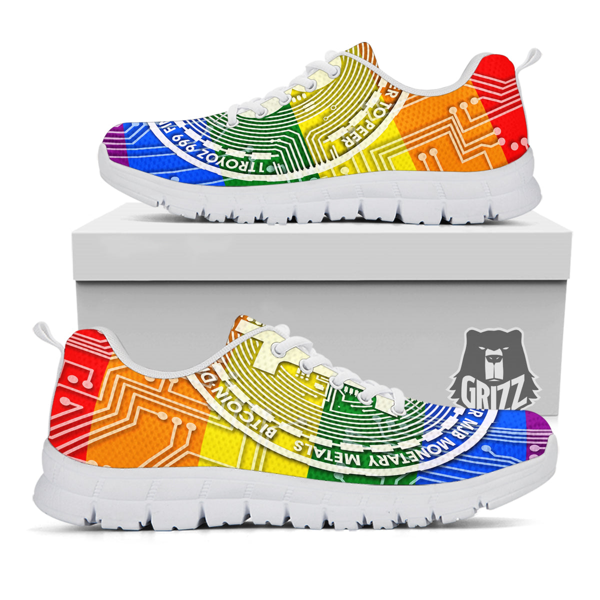 Bitocin LGBT Flag Print White Sneaker-grizzshop