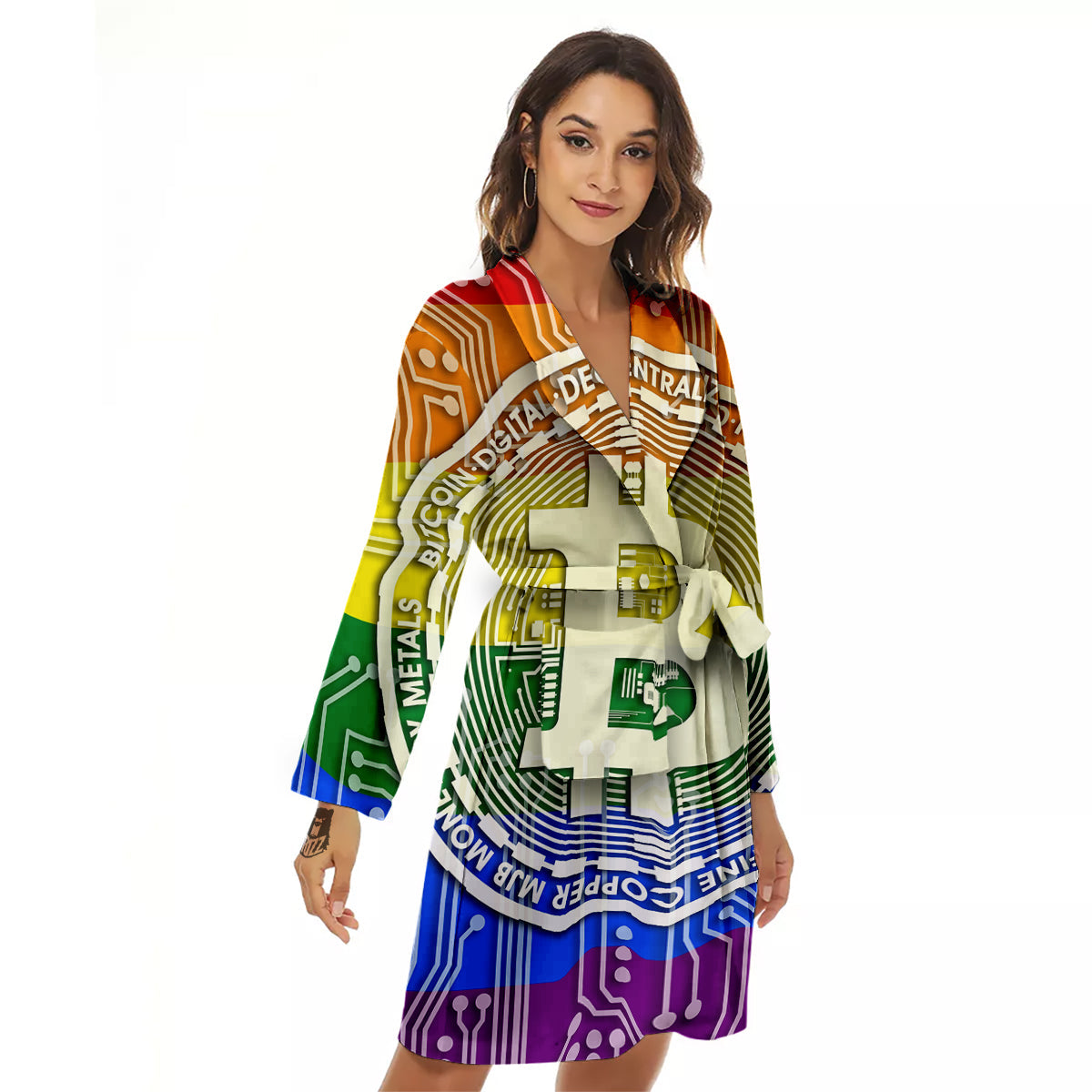Bitocin LGBT Flag Print Women's Robe-grizzshop