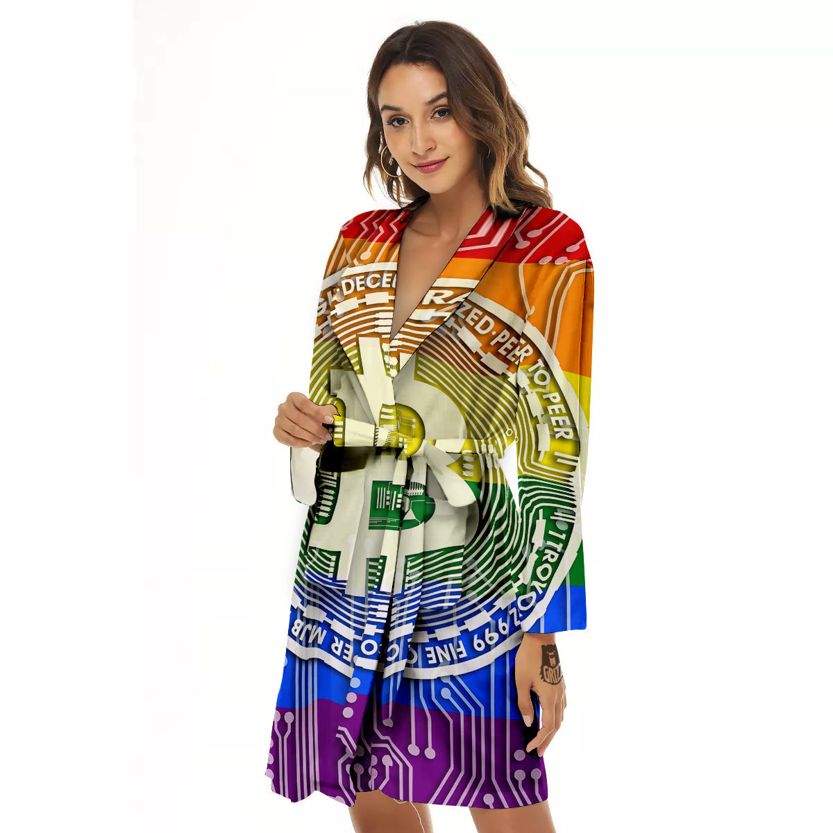 Bitocin LGBT Flag Print Women's Robe-grizzshop