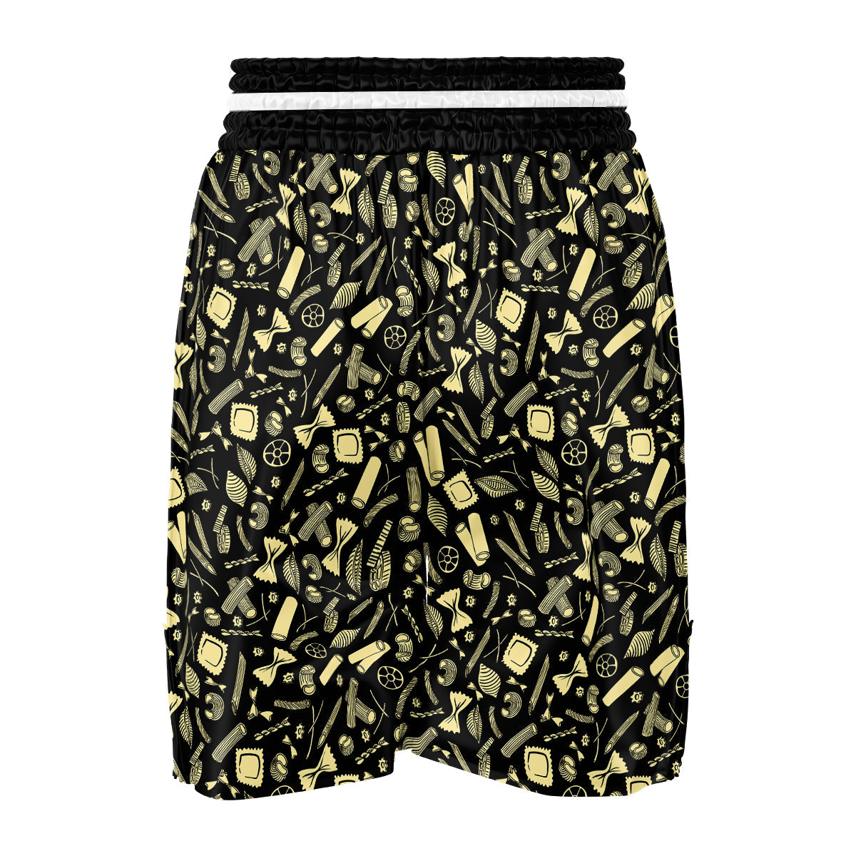Black And Beige Macaroni Print Pattern Boxing Shorts-grizzshop