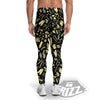 Black And Beige Macaroni Print Pattern Men's Leggings-grizzshop