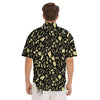 Black And Beige Macaroni Print Pattern Men's Short Sleeve Shirts-grizzshop