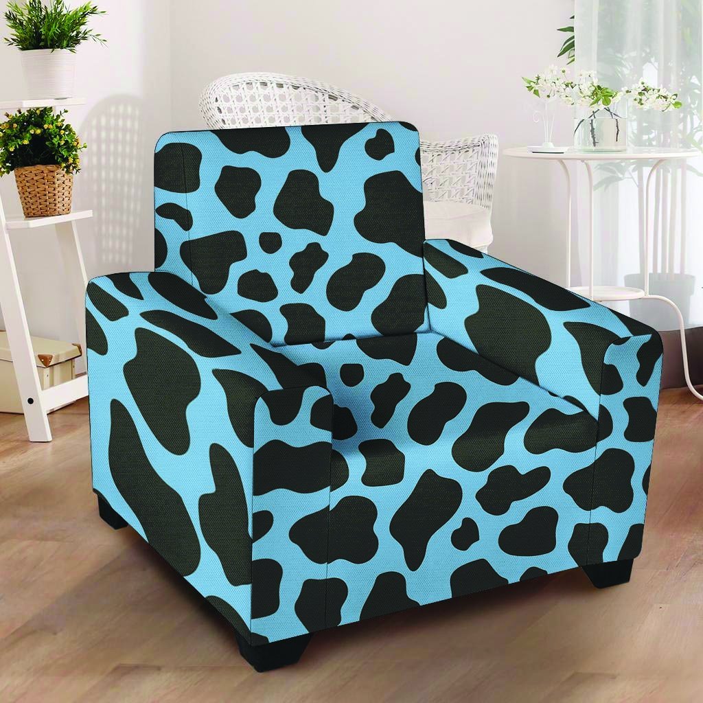 Black And Blue Cow Print Armchair Cover-grizzshop