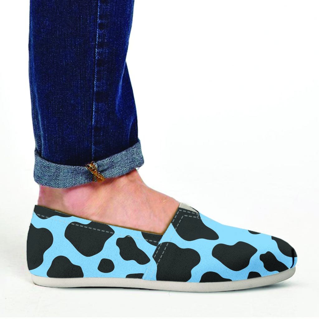 Black And Blue Cow Print Canvas Shoes-grizzshop