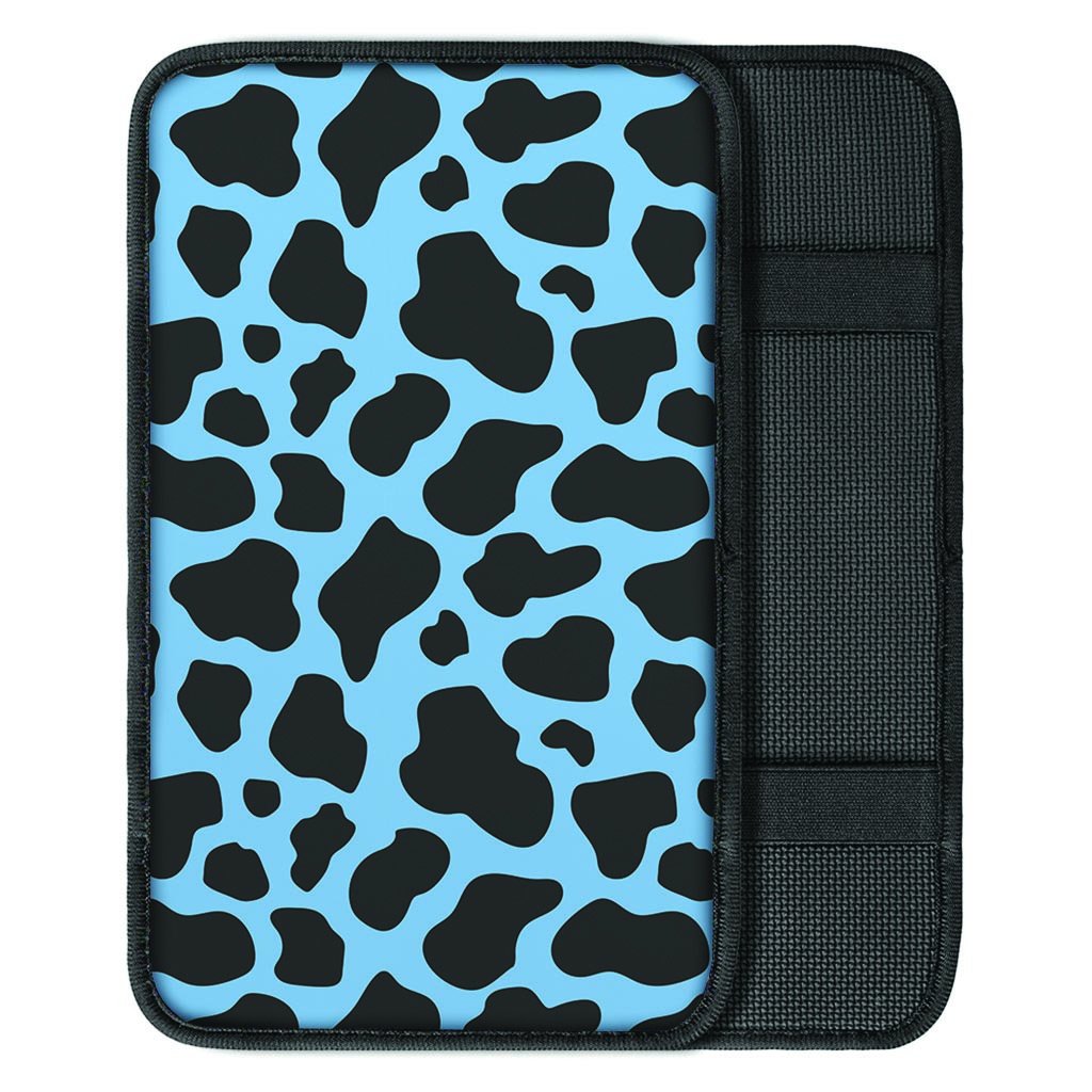 Black And Blue Cow Print Car Console Cover-grizzshop