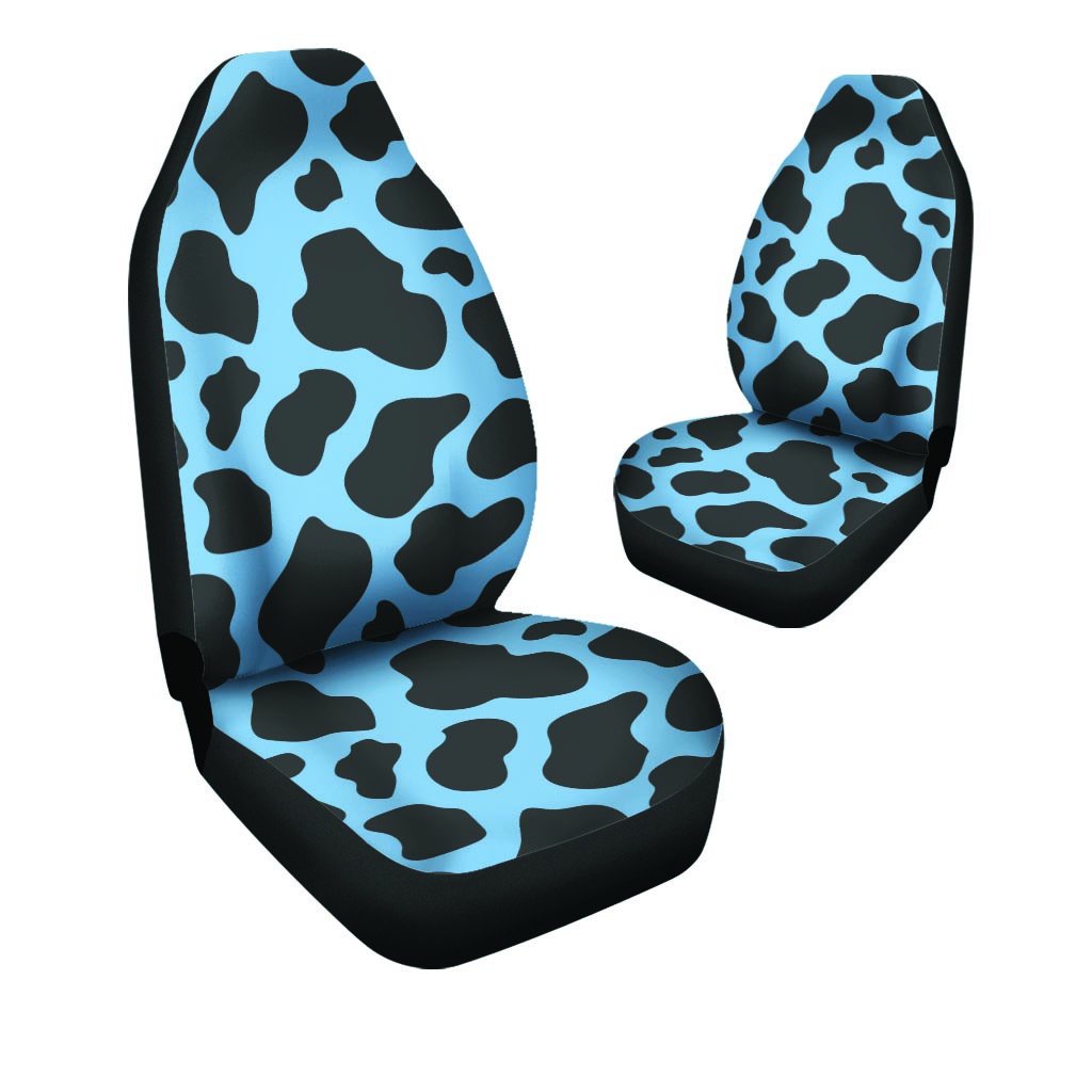 Black And Blue Cow Print Car Seat Covers-grizzshop