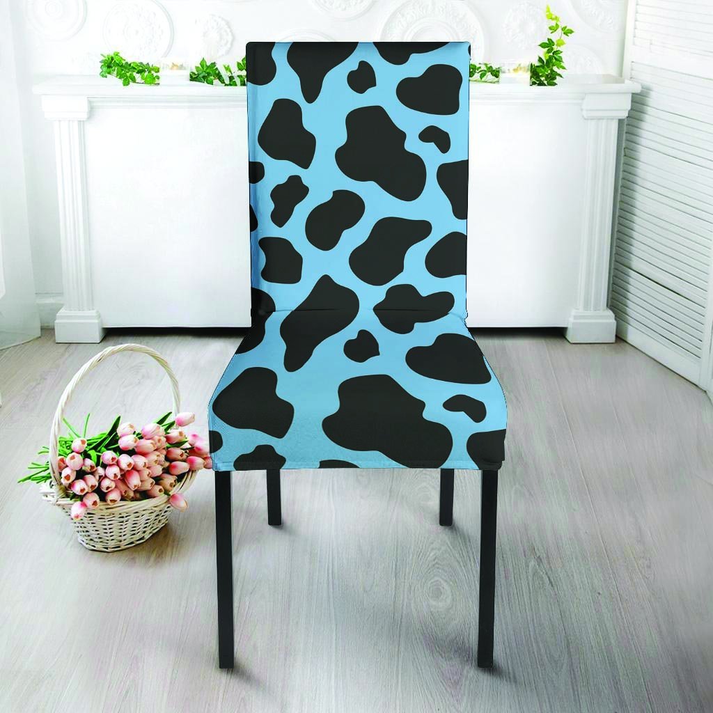 Black And Blue Cow Print Chair Cover-grizzshop