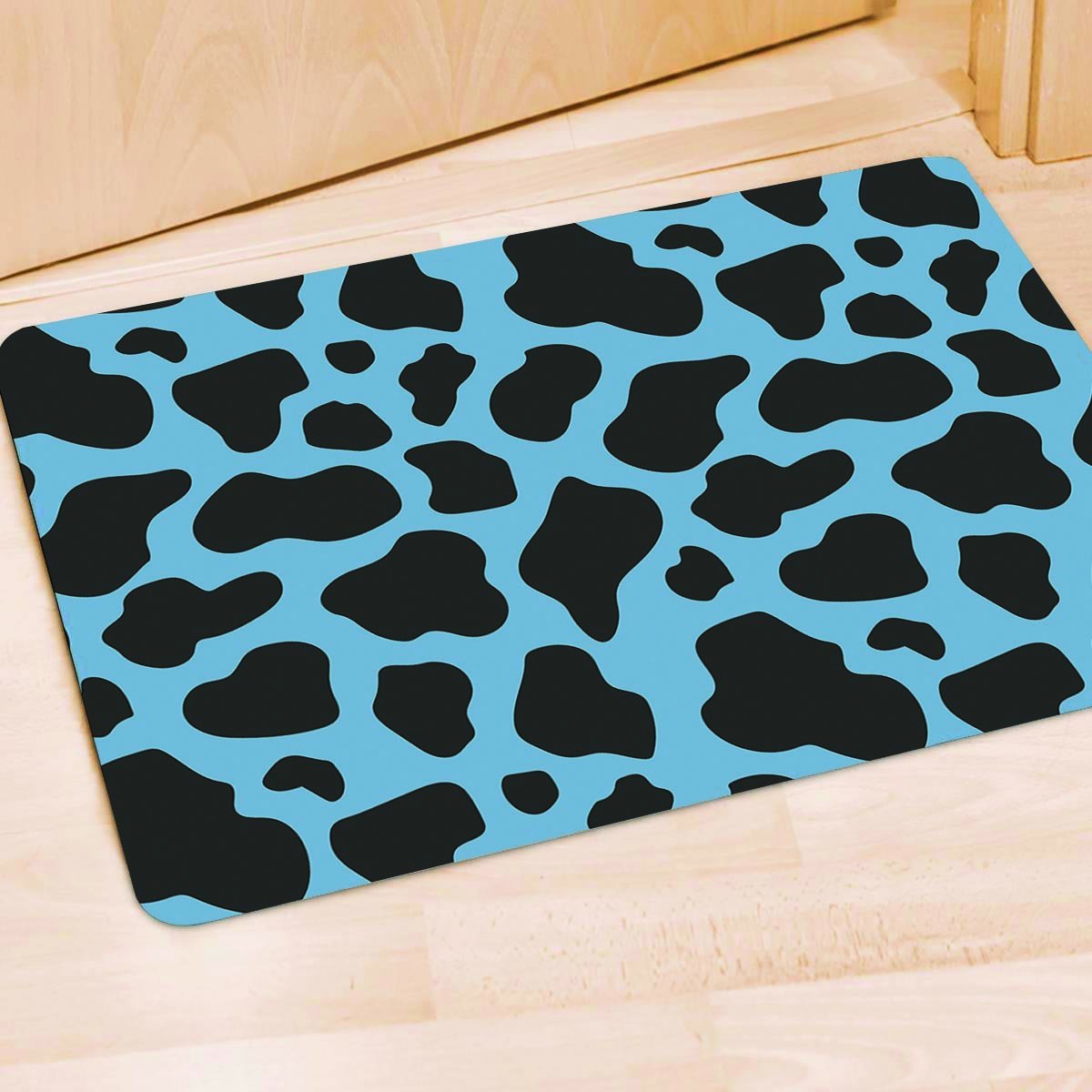 Black And Blue Cow Print Door Mat-grizzshop