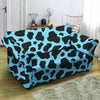 Black And Blue Cow Print Loveseat Cover-grizzshop