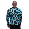 Black And Blue Cow Print Men's Bomber Jacket-grizzshop